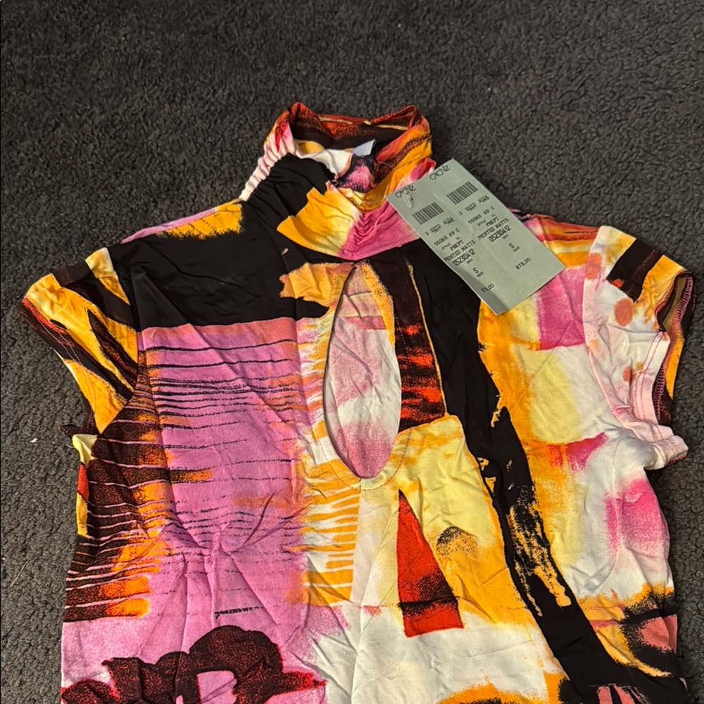 CACHE Colorful Abstract Print Top - Picture 2 of 3